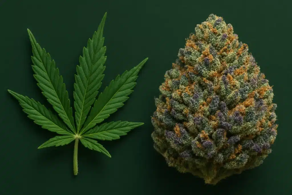 a green leaf next to a plant