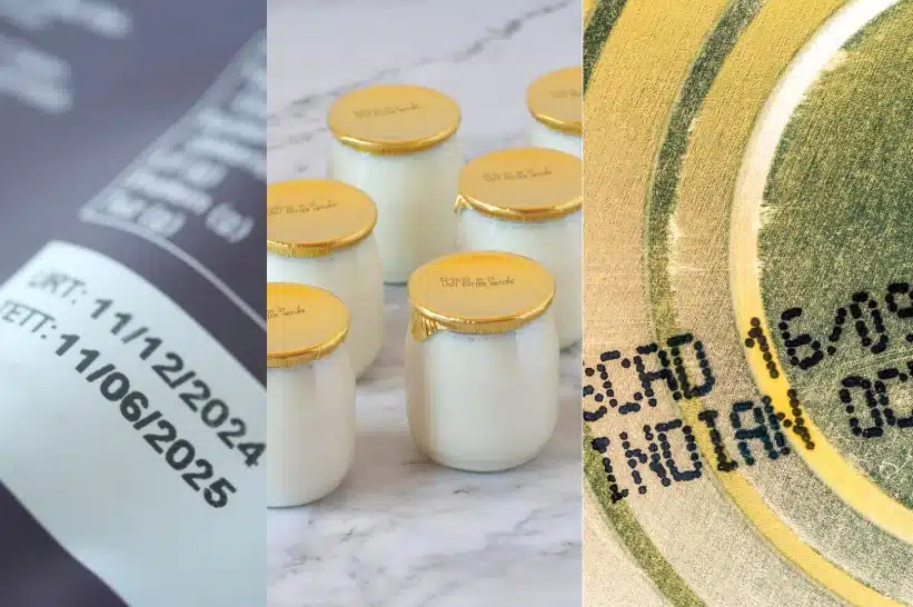 Various food packaging and expiration dates